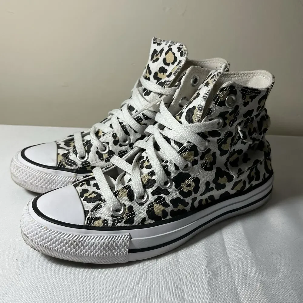 Converse Chuck Taylor All Star High Leopard Sneakers Pocket 167086C W6‎ Rare